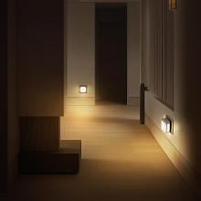 Arlgsite pak van 2 energiezuinige nachtlampjes met lichtsensor, warmwit, traploos dimbaar, 0,3 W, 110 240 V, ABS + metaal, voor babykamer en gang