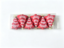 JU7CER 6 kerstballen, geschikt voor kerstboomdecoratie, kerstdecoratiesets, hangende kerstballen, geschikt voor kerstbomen en familiefeestdecoratie, rood