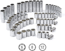 WORKPRO 450 delige doppenset met 1/2 inch, 1/4 inch en 3/8 inch aandrijving, CR V, metrisch en imperiaal, met ratel met snelontgrendeling, steeksleutels, bitset, monteursgereedschap voor autoreparatie