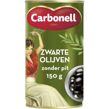 Carbonell Zwarte Olijven Zonder Pit   150 g