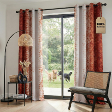 PONY DANCE Print 100% Verduisterende Gordijnen, Subtiel, Gemêleerde Terracotta Textuurpatronen, Thermisch Geïsoleerde Gordijnen voor Slaapkamer Woonkamer, 2 Panelen, B132 x L245 cm