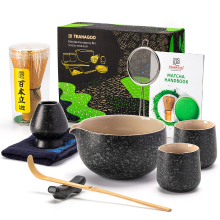 TEANAGOO Matcha Klopper, 9 delige Keramische Matcha Set, Matcha Kit voor Ceremonie, Matcha Theeset voor het maken van Ontbijt/Matcha Latte, Matcha Klopper en Kom Set met 2 Matcha Kopjes (7.2Oz), Cadeau voor Matcha Liefhebber