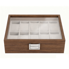 JU7CER Retro horlogebox, binnenkant grijs Horloge Opbergdoos, Unisex Horloge Display & Opbergkoffer, Ideaal Cadeau voor Horlogeliefhebbers, 10 vaks