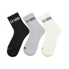 LI NING mid cut sokken (3 pack) new black/new white/grijs L