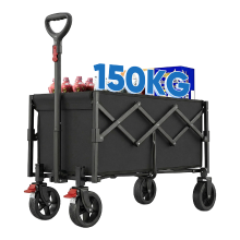 Sunula Opvouwbare handkar, compact, 80 L, 100 kg, offroad met remmen, zwart, gewicht gehalveerd