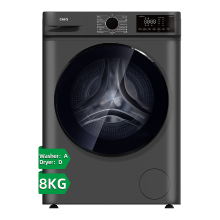 CHiQ was droogcombinatie 8 kg, donkergrijs, counter depth, grote trommel, inverter motor, 1400 RPM, stoomfunctie, energieklasse A/D JW85882HG