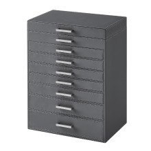 JOYFURNOS Grote sieradenset, 8 laags sieradenkist met spiegel, 7 lades, Moderne opbergkist, Cadeau idee, Donkergrijs