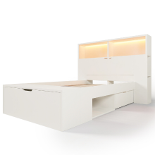 URBAN MEUBLE houten eenpersoonsbed 94x243 cm wit met opberglades, LED verlichting, USB poorten – meubels voor kinder  en jeugdkamer