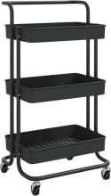 VidaXL Keukenwagen   3 laags, IJzer en ABS, Zwart, 42 x 35 x 85 cm