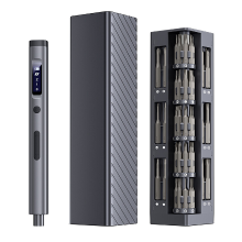 EasyWox 57 in 1 donkergrijze vierkante korte versie digitale display kleine koppelingskracht kubus opbergdoos elektrische schroevendraaier set | Vaderdagcadeau | 500 mAh polymeer lithiumbatterij | 90 minuten snelladen | Elektrisch koppel 0,1 0,35 Nm | 1 u