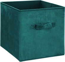 5Five blauwe fluwelen opbergbox   31 x 31 cm, petrolgroen