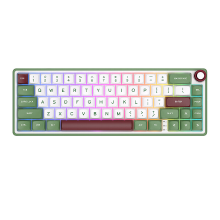 RK ROYAL KLUDGE R65 bedraad gamingtoetsenbord met volumeknop, 60% RGB achtergrondverlichting, mechanisch toetsenbord met gasveermontage en PBT toetsen, MDA profiel, QMK/VIA, 66 toetsen, hot swappable chartreuse switches, groen zand