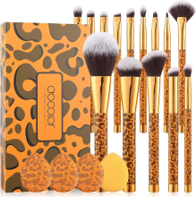 Docolor 14 delige Make upkwasten Goud Luipaardprint Geschenkdoos