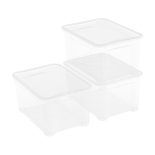 Curver KIS T Box opbergdoos met deksel   47 liter   Set van 3   55,5 x 39 x 28,5 cm   Transparant   Premium opbergoplossing, duurzaam kunststof, moderne huisorganisatie