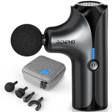 RENPHO Mini Massage Gun   Draagbaar Spiermassagepistool met 4 Opzetstukken & 5 Snelheden
