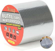 TAPEBEAR Butyl Tape Waterdichte afdichtingstape 4 inch x 16 voet, Geüpgrade aluminiumfolietape Heavy Duty Voor RV reparatie, Markies, Raam, Glas & EDPM dak lekken, Boot en pijp afdichting, Zilver