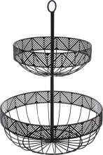 Secret de Gourmet 2 laags metalen fruitmand   Zwart, 30 cm