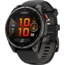 GARMIN Fenix 8 Pro AMOLED saffier GPS smartwatch   47 mm   zwart/carbon grijs DLC titanium   zwart siliconen bandje