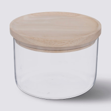 5Five Glazen Pot met Houten Deksel   0,65 L, diameter 12,5 cm