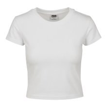 Urban Classics Dames stretch jersey cropped T shirt   wit   maat XL