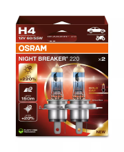 OSRAM NIGHT BREAKER 220, H4, +220% meer licht, halogeen koplamp, 64193NB220 2HB, 2 lampen