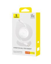 Baseus Free2Pull Mini Oplaadkabel USB C naar USB C 60 W 1 m Maanwit