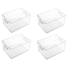 WhereHike opbergbox met geïntegreerd handvat   opbergbox met grote capaciteit voor cosmetica, handdoeken, zeep en shampoo   ideaal voor het opbergen van cosmetica in de badkamer   4 delige set   transparant