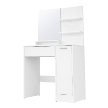 JOYFURNOS Make up bureau met verstelbare planken, grote spiegel, 2 open vakken, 1 lade, voor de slaapkamer, wit