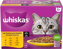 Whiskas Adult Selectie In Saus Multipack   Natvoer   Kip&Eend&Kalkoen 12x85 g