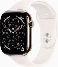 Apple Watch Series 11 gps + mobiel netwerk 46 mm, goudkleurig titanium