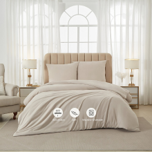 Meeallhome gewassen geborstelde dekbedovertrekset 200×220 cm/80×80 cm×2 beigegrijs