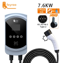 Feyree EV oplader 32 A 7,6 kW single phase elektrische auto oplader, EVSE wandstation, Type 2 kabel, IEC 62196 2 stekker, app bediening