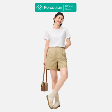 Purcotton Dames Antibacterieel T shirt met Ronde Hals   Comfortabel & Huidvriendelijk   Veelzijdig & Basic   Dagelijks Wonen   Wit   165/88 A