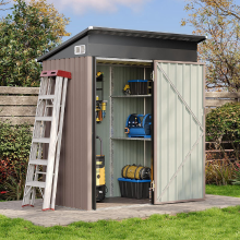 AOXUN Buitenopslagbox met Vloer & 2 Verstelbare Planken, 5x3 FT    a箱