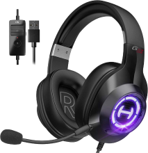 Edifier G2II Gaming Headset voor PC en PS4, bedrade USB gamingkoptelefoon met 7.1 Surround Sound, ruisonderdrukkende microfoon en RGB verlichting, 50mm driver, compatibel met Mac en desktop pc – zwart
