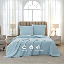 Meeallhome gewassen geborstelde dekbedovertrekset 135 x 200 cm/80 x 80 cm*1 meerblauw