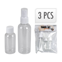 Ongebrand reisflessenset   3 stuks, transparant, 80 ml & 40 ml