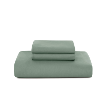 Beddengoed 135 x 200 cm, 90% katoen, 4 delig set, groene dekbedovertrek, 2 kussenslopen 80 x 80 cm, OEKO TEX, met rits