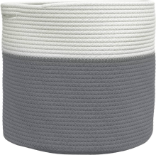 VidaXL Katoenen opbergmand   Grijs en wit, 40 x 35 cm
