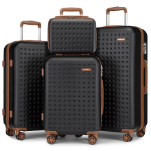 KONO Harde Kofferset met TSA slot, Lichtgewicht ABS Bagage met Beauty Case in Meerdere Maten voor Alle Reizen (Zwart)