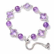 VoxorAI L8 [Amethist Zilveren Taal] Kristallen Armband, Natuurlijke Amethist Armband, DIY Originele Handgemaakte Modieuze en Hoogwaardige Kristallen Armband