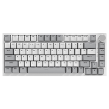 AJAZZ AK820 75% bedraad mechanisch toetsenbord, US QWERTY indeling, gasket mount, hot swappable lineaire switches, witte achtergrondverlichting, 83 toetsen met CNC volumeknop, Poron schuim, OEM profiel PBT keycaps, compatibel met pc/Windows/Mac – grijs wi