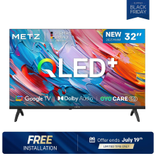 METZ 32 inch (81 cm) 2025 QLED Smart TV HD Google TV, 32MQF7000Z, 93% DCI P3 breed kleurengamma, HDR10 & HLG, nieuwste Google TV OS, Eye Care (laag blauw licht), Dolby Audio