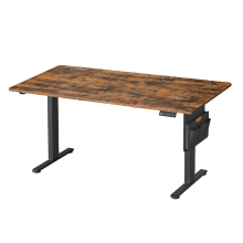 JOYFURNOS Elektrisch Zit Sta Bureau, In Hoogte Verstelbaar, 160,1 x 70,1 cm, 4 Geheugenstanden, voor Thuiswerkplek, Rustiekbruin