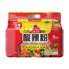 Bai Jia instant vermicelli noedels, zuur en pittig, 525 g (verpakking van 5)