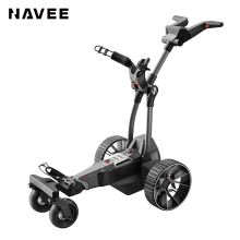 Navee Birdie 3X elektrische golftrolley met automatische volgfunctie en UWB precisie, lithiumaccu voor 36 holes, slimme vermogensondersteuning en tweemotorige besturing, opvouwbaar ontwerp met HD display, IPX5 waterbestendigheid, veel accessoires inbegrep