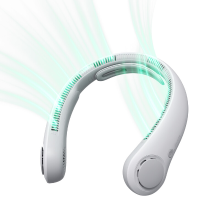 JISULIFE Draagbare nekventilator Life 4, nekbrace, bladloos, handsfree, 5 snelheden, 5000 mAh oplaadbaar, stil, voor binnen en buiten, wit