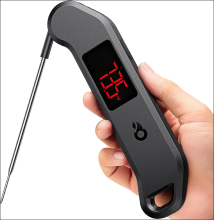 ThermoMaven professionele digitale vleesthermometer, directe aflezing in 1 sec, nauwkeurigheid ±0,3 °C, NIST  en NSF gecertificeerde voedselthermometer, helder ledscherm met automatische rotatie, 100% waterdichte kookthermometer voor grill en barbecue, zw