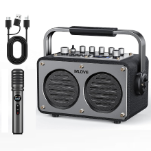 Mlove Rangers S1 karaokemachine voor volwassenen met draadloze microfoon, Bluetooth 5.4, 200 W draagbare PA luidspreker, opname (REC), EQ geluideffecten, instrumentingang – ideaal voor thuis, outdoor feestjes, vrienden en familie cadeaus