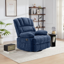 HONEYOU Draaibare relaxfauteuil, OKIN Frame relaxfauteuil, Oversized 360° schommelstoelen, Schommelende relaxfauteuil, Overvolle handmatige glider relaxfauteuil, Eenpersoonssofa voor woonkamer, slaapkamer, blauw